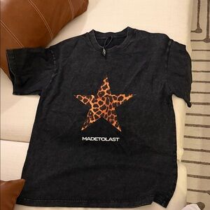 Made to last Black T-Shirt with Leopard Star